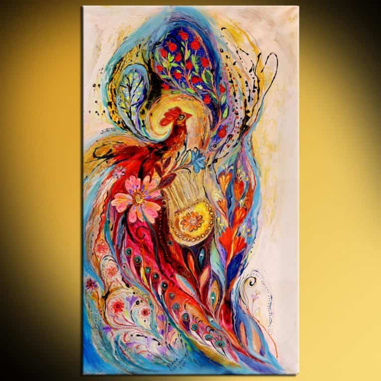 Rooster and Harp - Abstract Acrylic Painting On Canvas 1.
