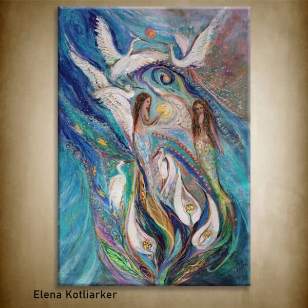 Chagall style artwork of Elena Kotliarker